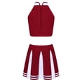 thumbnail image 4 of inhzoy Womens Adults Girl Cheer Leader Uniform Crop Top Pleated Skirt Wine Red XXL, 4 of 8