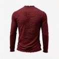thumbnail image 4 of UDAUDU Mens Linen Shirts Long Sleeve Summer Fall Vintage V Neck T Shirts Men Frayed Raw Edges Beach Vacation Tassel Tops Wine XL, 4 of 5