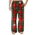 thumbnail image 3 of Garbnen Plaid Flannel Pj Pants for Men Winter Fluffy Fleece Sleep Pant with Pockets Wide Leg Elastic Band Lounge Pj Bottoms for Men, 3 of 7