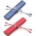 thumbnail image 2 of Newbee Fashion-Portable Compact Reading Glasses in Aluminum Case Metal Rectangle Rimless Reading Glasses Super Lightweight Reader Slim Design Comfort Fit 2 Pack Blue & Red 2.25, 2 of 3