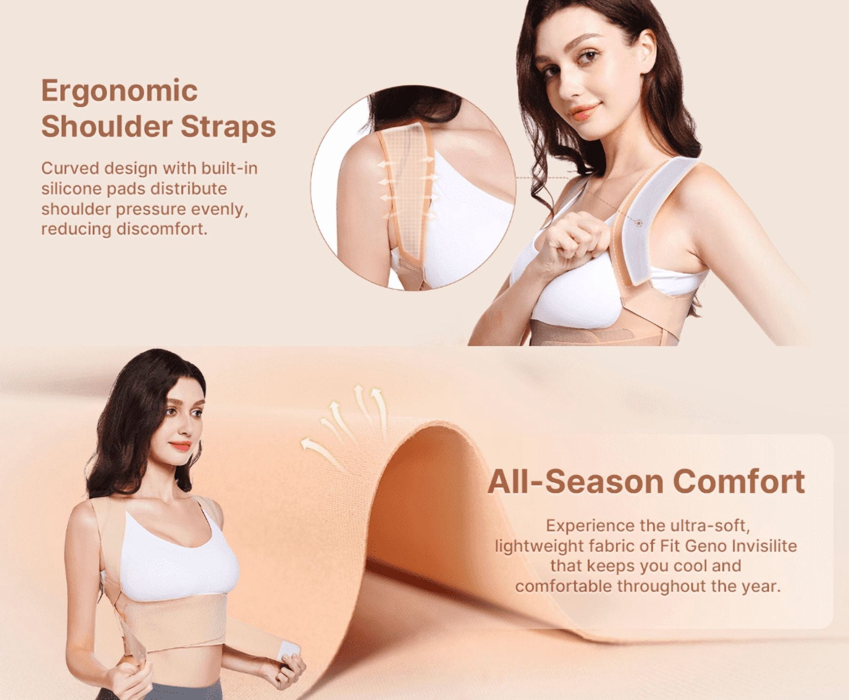 MUSICOZY Upgraded Invisible Back Brace Posture Corrector for Women, Invisible and Lightweight Back Support for Neck, Shoulder, and Upper Back Pain Relief – Improves Posture, Corrects Hunchback, Small