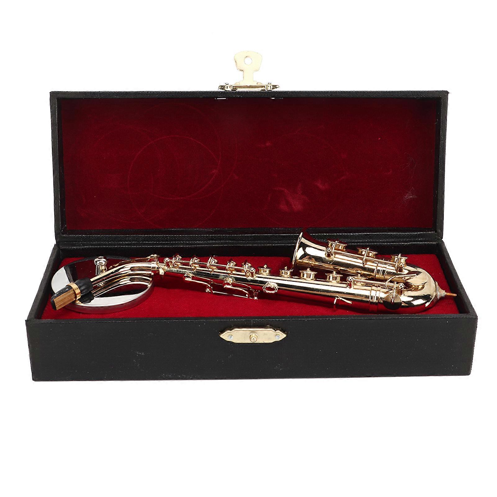 Mini Saxophone Pour Maison De Poupée 1:6 – Instrument De Musique Miniature Doré Exquis Avec Socle, Décoration Vivante Et Réaliste Pour Enfants Et Collectionneurs