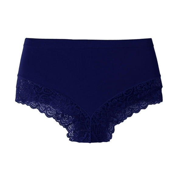 Scyoekwg Women's Cotton Underwear High Waisted Underwear Comfort Lace Ladies Underpants Hipster Panties Solid Color Stretchy Briefs(Blue,XXXXL)