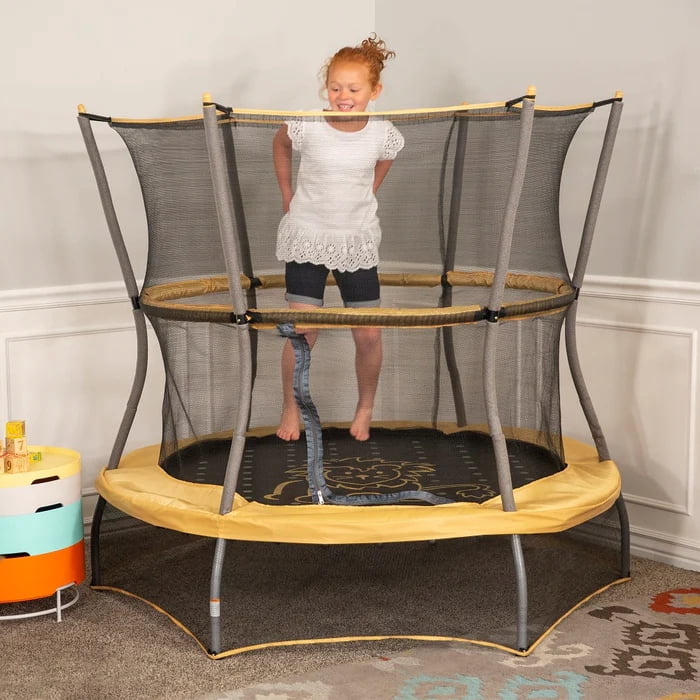 Skywalker Trampolines ActivPlay 48" Safari Explorer Mini Trampoline with Safety Enclosure Net - Round Kids Bouncer with Animal Print Design, Indoor/Outdoor Use, Durable Steel Frame