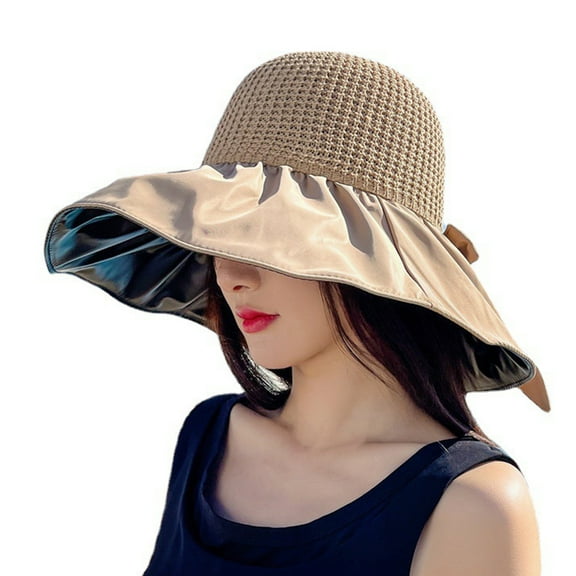 Women Fisherman Hat Solid Color Decorative Lightweight Vinyl Portable Hear Isolation Layer Hollow Out Big Brim UV Protection Women Beach Hat Outdoor Supply