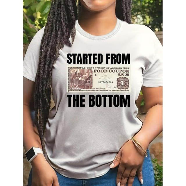 Slogan & Graphic Print T-shirt, Casual Crew Neck Short Sleeve Top For Spring & Summer, Women's Clothing Tee For Adult, Men, Women, Teen, Teenager, Adolescent, Youth