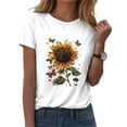 thumbnail image 4 of vigerkar Women's Sunflower Graphic T-Shirts Boho Wildflowers Tee Tops Summer Vintage Short Sleeve Casual Holiday Tops (White, 3XL), 4 of 6