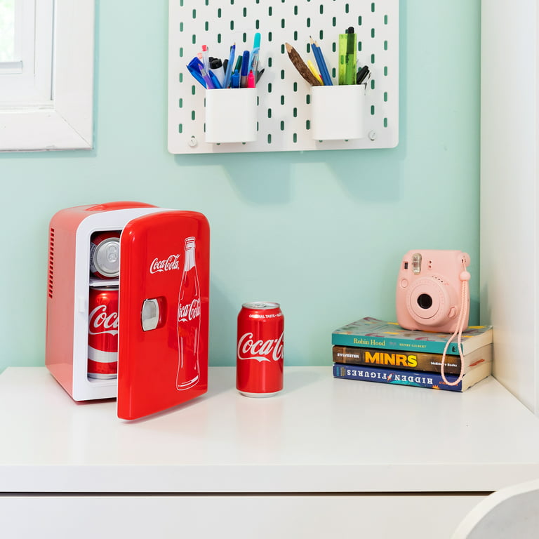 Coca-Cola Classic 4L Mini Fridge with 12V DC and 110V AC Cords, Portable  Cooler for Snacks, Drinks, Cosmetics