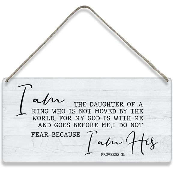 Bible Verse Home Wall Decor I am the Daughter of a King Scripture Wooden Signs Rustic Hanging Wall Plaque Christian Sign 10x5 Inch