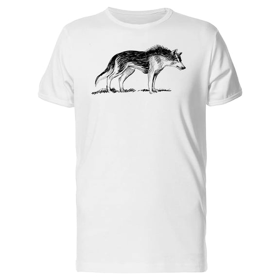 Black & White Wolf Sketch T-Shirt Men -Image by Shutterstock, Male 4X-Large