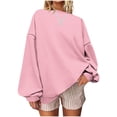 thumbnail image 1 of Chemises pour Femmes Col Rond Imprimé Manches Longues Colorblock Chandail Décontracté Ample, 1 of 5