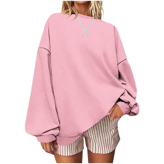 Women's Oversized Sweatshirt Fashion Workout Pullover Tops Long Sleeve Crew Neck Shirt Fall Clothes 2025