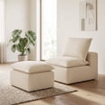 thumbnail image 7 of Poshby Corduroy Single Sofa Bean Bag Lounger Chair with Ottoman for Living Room, White, 7 of 7