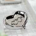 thumbnail image 5 of Heart Shape Soap Dish Ceramic Soap Holder Storage Tray Drainage Box for Kitchen Bathroom Valentine's Day Home Decoration (Silver), 5 of 6