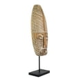 thumbnail image 3 of 21" Wooden Hand Carved Tribal Ethnic Primitive Brown Mask on Stand Sculpture Figurine Statue Handmade Home Decor Accent Handcrafted Art, 3 of 7