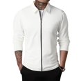 thumbnail image 5 of Men's Solid Color Zipper Lapel Jacket Coat Men's Casual Fashion Warm Coat L, 5 of 5