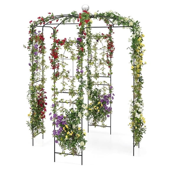 Birdcage Shape Garden Arbor, 112" Tall Heavy Duty Gazebo with for Climbing Plants, Outdoor Arch Pergola Pavilion for Wedding Party Ceremony Decoration