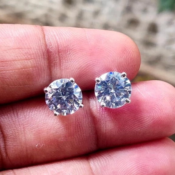 1Ct Round Cut Lab Created Diamond Solitaire Stud Earrings 14K White Gold Plated