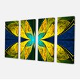 thumbnail image 2 of Fleur Fractale Jaune Vif Bleue - Impression sur Toile Florale, 2 of 3