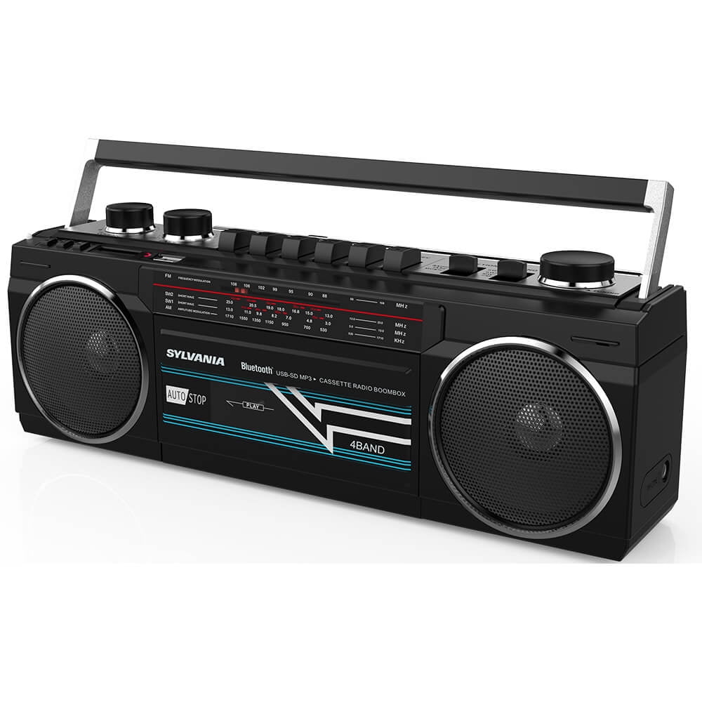 Sylvania SRC232BTBLK Bluetooth Cassette Radio Boombox - Black - Walmart