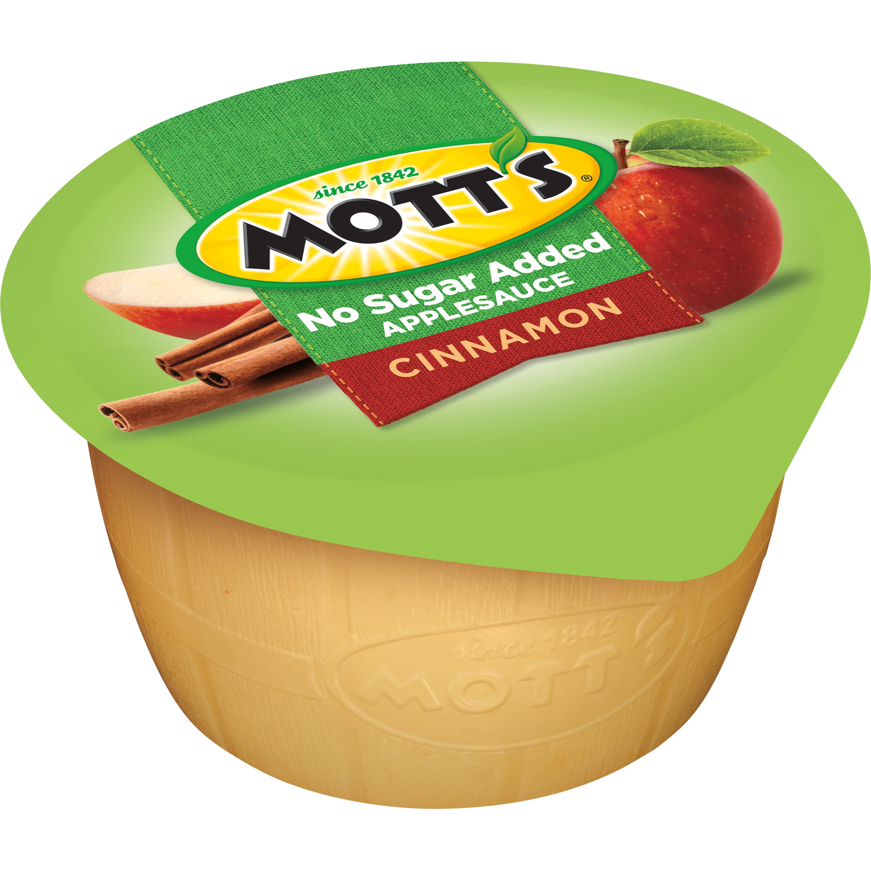 Mott's No Sugar Added Cinnamon Applesauce, 3.9 oz, 72 Count Cups (12 Packs of 6)