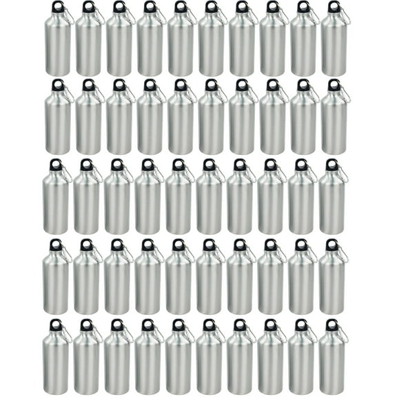 INTBUYING 50pcs 600ml Aluminium Water Bottle with Safe Lock Silver