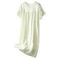 thumbnail image 3 of SHIXIAOO Chemise de Nuit d'Été pour Femmes Manches Courtes Col Rond Chemise de Nuit Confortable Vêtements de Détente à la Maison Robe de Nuit Imprimée Décontractée Robes de Nuit de Mariage pour Femmes Longues Chemises de Nuit pour Femmes Grande Taille, 3 of 3