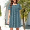 thumbnail image 4 of LIZUOJUN Under $ 8 Nightgowns For Women Short Sleeve Plus Size Summer Cotton Sleep Shirt Loose Fitting Wear Nightwear Loungewear Soft Sleepwear Nightshirt For Middle Women Blue,One Size, 4 of 4