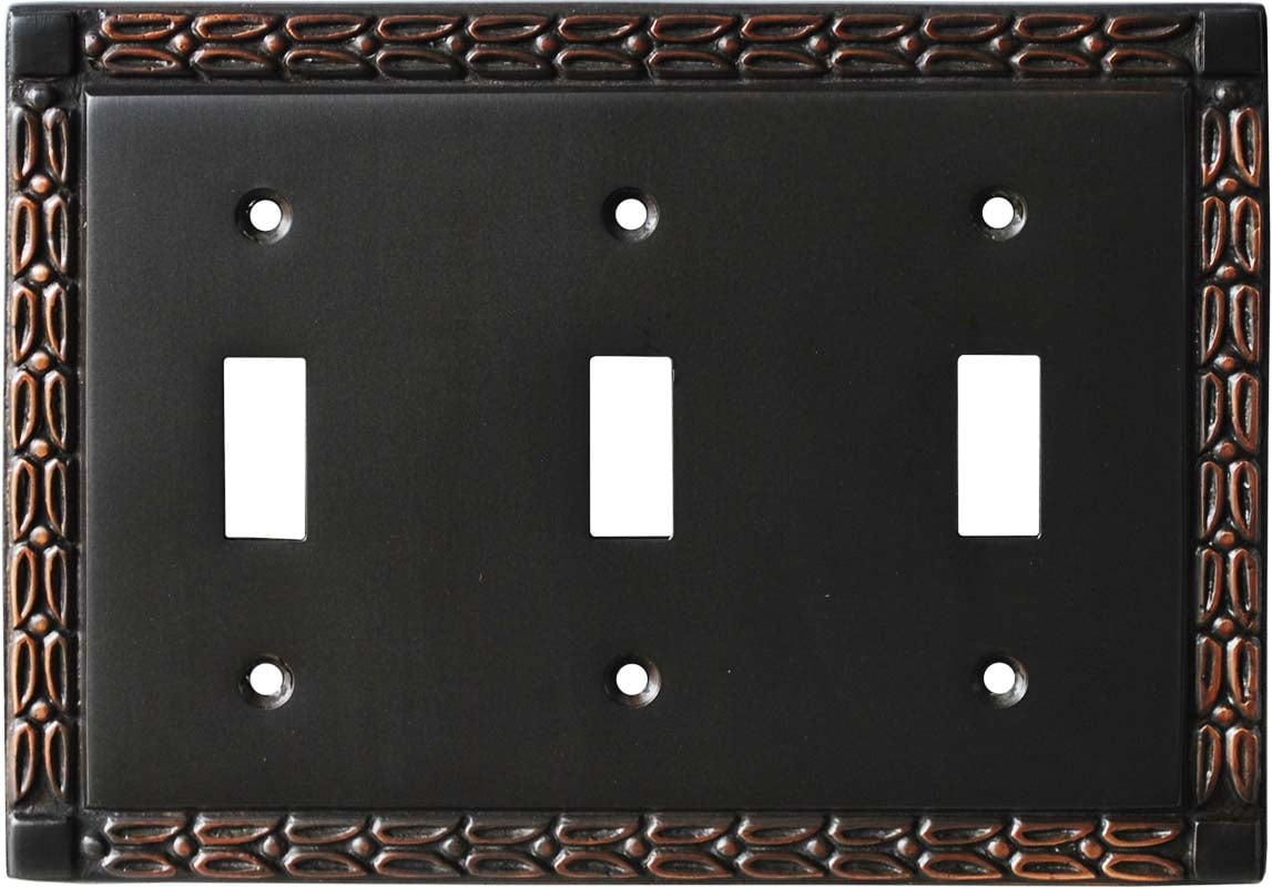 Leaf Oil Rubbed Bronze 3 Toggle Light Switch Covers