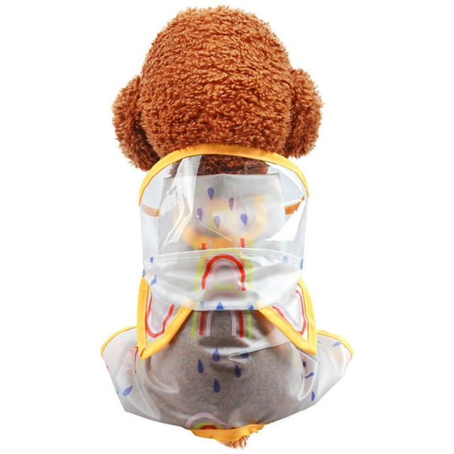 Imperméable à Capuche Transparent pour Chien avec Oreilles Réglables Motif Arc-en-Ciel Imperméables Poncho Accessoires pour Animaux de Compagnie