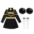 thumbnail image 5 of TiaoBug Kids Cheer Leader Costume Halloween Outfit Long Sleeve Cold Shoulder Cheerleading Dress A White&Black 12, 5 of 7