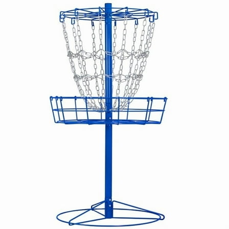 LINJH Portable Disc Golf Basket Practice Game Target Cross Chain Outdoor Trapper Blue