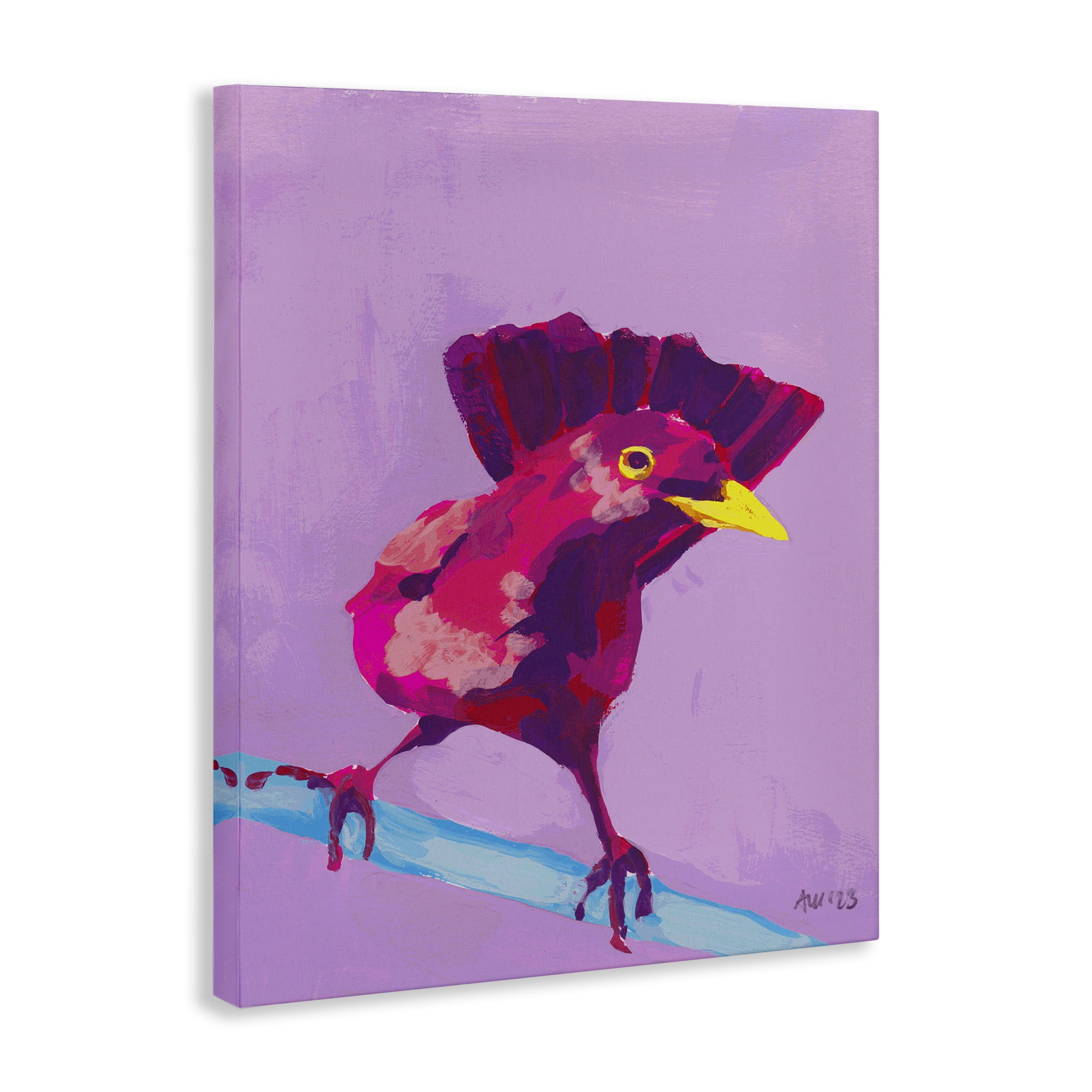 Stupell Industries Vivid Perched Bird Animals Painting Wrapped Canvas Art Print Wall Art, 16 x 20