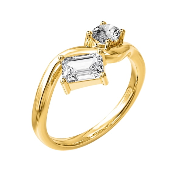 Auriga Fine Jewelry 1.25 Ct Lab Grown Diamond Multi-shape Engagement Ring 18K Gold Plated Over Silver