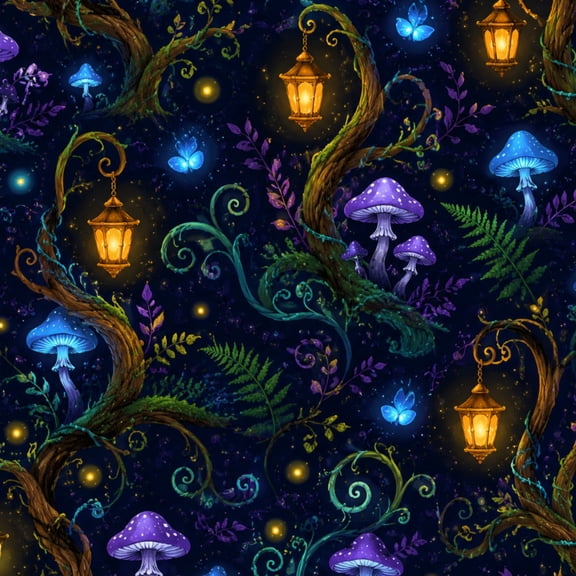 Gothic Peel and Stick Wallpaper Twisted Tree Glowing Lanterns Mystical Purple Magical Forest Wall Mural 17.7in x 9.8ft Self Adhesive Removable Wall Paper Renter Friendly Wallpaper for Bedroom