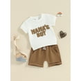 thumbnail image 3 of Bagilaanoe 2pcs Toddler Baby Boy Shorts Set Short Sleeve Letter Embroidery T Shirt Tops + Shorts 6M 12M 18M 24M 3T Kids Casual Summer Clothes, 3 of 8