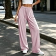 thumbnail image 4 of Yyeselk Womens Wide Leg Sun Protection Pants Lightweight Baggy Stretch High Waisted Slacks Drawstring Casual Joggers Trousers Pink M, 4 of 7
