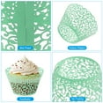 thumbnail image 3 of Uxcell Cupcake Wrappers Paper, 50 Pack Baking Cups Standard Vine Decoration for Anniversary Birthday Green, 3 of 6