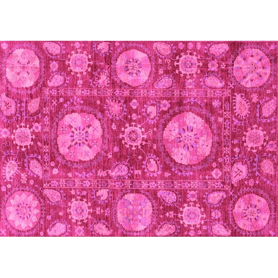 Ahgly Company Indoor Rectangle Abstract Pink Modern Area Rugs, 7' x 10'