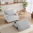 thumbnail image 5 of DREAMSIDEA Oversized Accent Chair with Ottoman for Living Room, Faux Fur Accent Armchair Single Reading Chair Set with Pillow, Indoor Chaise Lounge Sofa Bed, Light Gray, 5 of 6