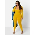 thumbnail image 2 of Rebdolls Women's Plus Long Sleeve Scoopneck Bodycon Jumpsuit - Mustard - 2X, 2 of 4
