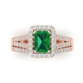 thumbnail image 2 of Clara Pucci 14K Rose Gold 1.72 Simulated Emerald Engraveable Engagement Ring + Wedding Band Set, 2 of 7