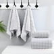 thumbnail image 4 of Juego de toallas de baño de algodón | Toallas absorbentes suaves y gruesas de 2 piezas para baño, playa o spa, de secado rápido, lavables a máquina | 55"x27" y 29"x14" | Rosa, Verde, Azul, Amarillo, 4 of 7
