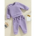 thumbnail image 3 of Bagilaanoe Toddler Baby Girl Long Pants Set Long Sleeve Sweatshirt Pullover Tops + Drawstring Sweatpants 6M 12M 18M 24M 3T Kids Casual Sweatsuits, 3 of 8