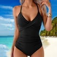 thumbnail image 6 of Ladies Swimsuits, Swim Dress Women, Womens Bathing Suits, One Piece Swimsuit Women, Women'S One Piece Swimsuits Tummy Control Front Cross Bathing Suits Tie Back Slimming V Neck Swimwear, Black XL, 6 of 6