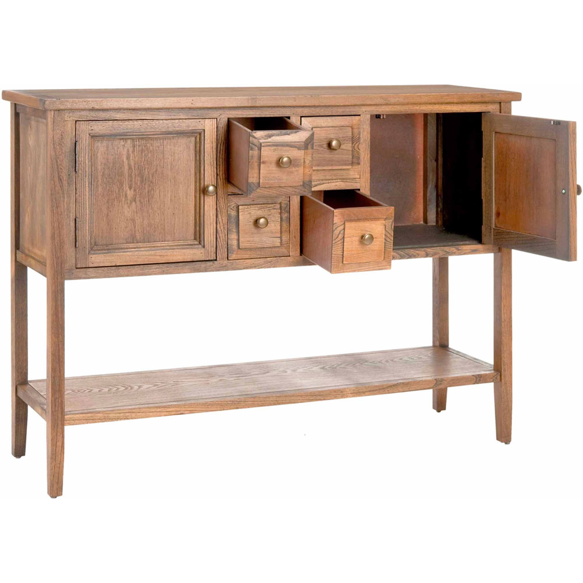 SAFAVIEH Charlotte Rustic Storage Sideboard w/ 2 Cabinets & 4 Drawers, Oak