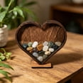 thumbnail image 3 of Wooden Heart Shaped Sea Glass Display Box Coastal Display Frame for Seashells Sand Beach Vacation Tabletop Keepsake Gift for Beach Lover, 3 of 8