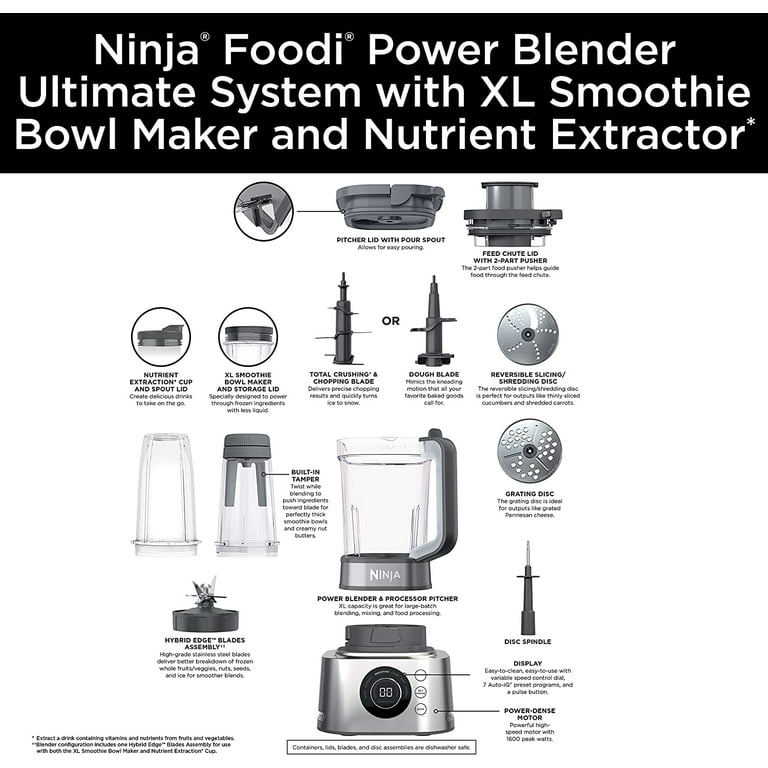 Restored Ninja SS401 Foodi Power Blender Ultimate System with 72 oz  Blending & Food Processing Pitcher (Silver) (Refurbished)