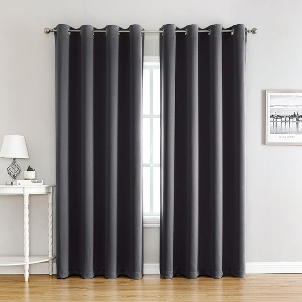 Cortina Opaca - Par de Cortinas Antifrío Grises Cortinas Opacas con Ojales Aislamiento Térmico/Luz Decoración para Dormitorio Hogar Sala de Estar, 140 x 240 cm Kuyhfg Bienvenido a Kuyhfg