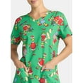 thumbnail image 3 of Dr. Seuss Women's Holiday Scrub Top with Short Sleeves, Sizes S-3XL, 3 of 5